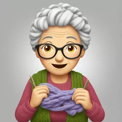 granny knitting emoji