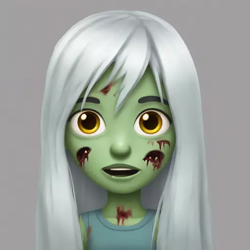 Girl zombie long white hair and bangs emoji