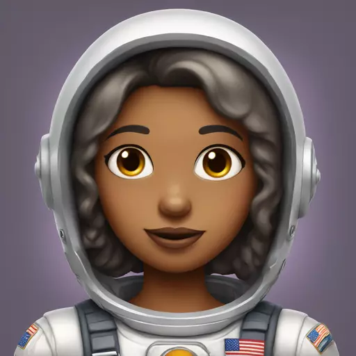 Girl with astronaut helmet, bunny eyes, big thighs and breasts. emoji