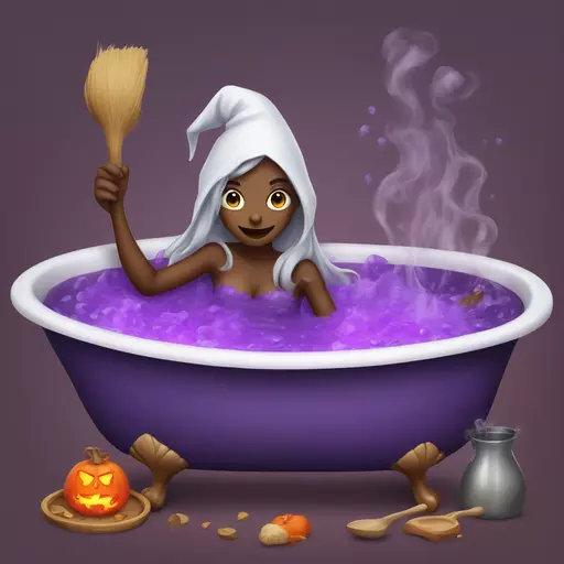 witch cooking purple potion bathtub detailed emoji
