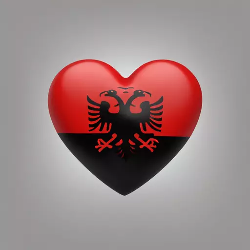 Albanian flag and red black heart emoji