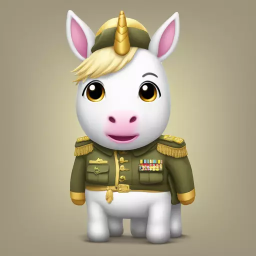 crie um unicornio com hamester vestido de soldado emoji