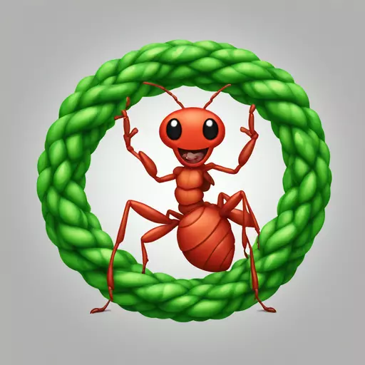 muscular red ant wearing green snake as garland emoji