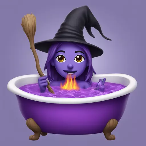 witch cooking purple potion bathtub detailed emoji
