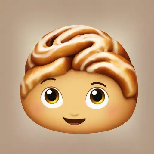 Cinnamon bun for eating without a face emoji