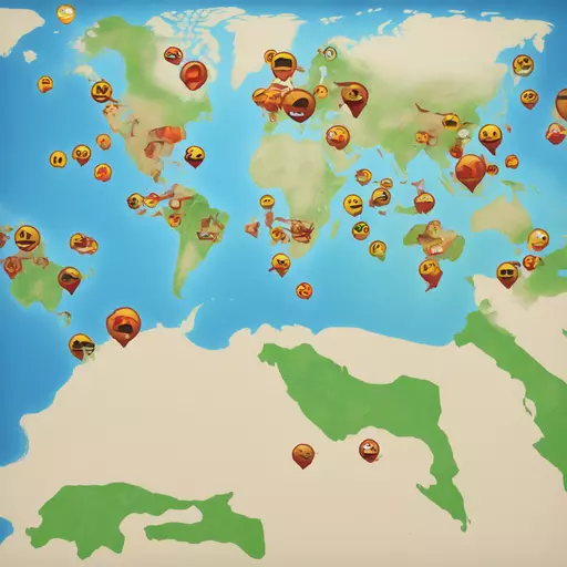 a map that displays earthquakes, hurricanes, and wildfires emoji