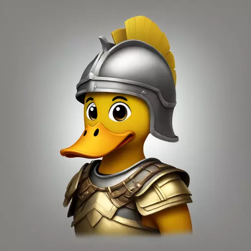 duck wearing a greek helmet and armor emoji