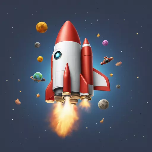 A rocket carrying a game controller propelling into space emoji