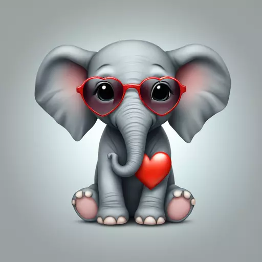 Baby elephant with cool sunglasses and a heart emoji