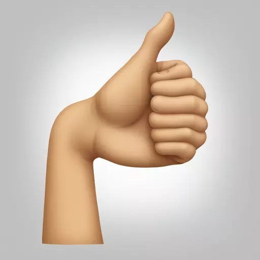 Create an image as similar as possible to the original, WITHOUT BACKGROUND and in cartoon style, adding a closed hand with the thumb pointing upwards. emoji