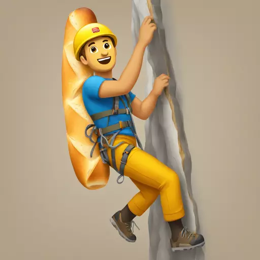 The climbing emoji mixed with a baguette emoji. The climber is a baguette. emoji