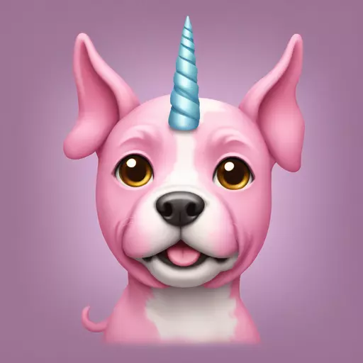 a pink dog with a unicorn horn emoji