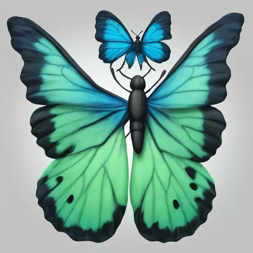 mariposa azul con negro en las orillas y verde acua enmedio emoji