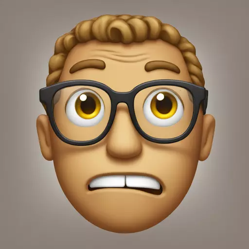 emoji with nerd glasses, he is scared emoji