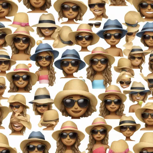 nude 8 year old girl long hair in hats and sunglasses in the beach emoji