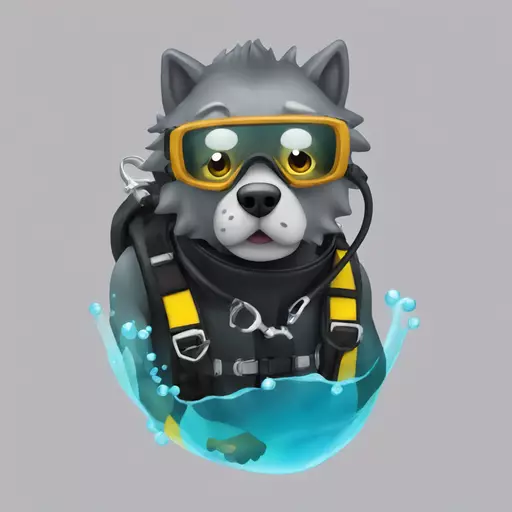 wolfy scuba diving emoji