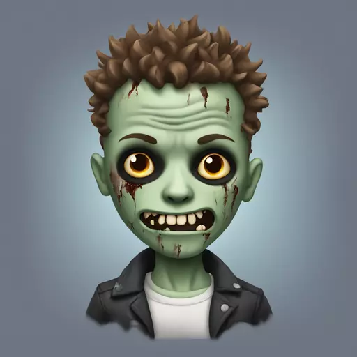 create a zombie boy, with curly/spiked hair, brown eyes emoji
