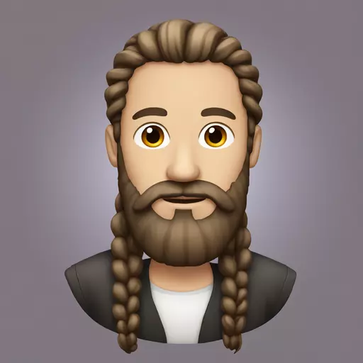 white man with long dark full beard and braid emoji