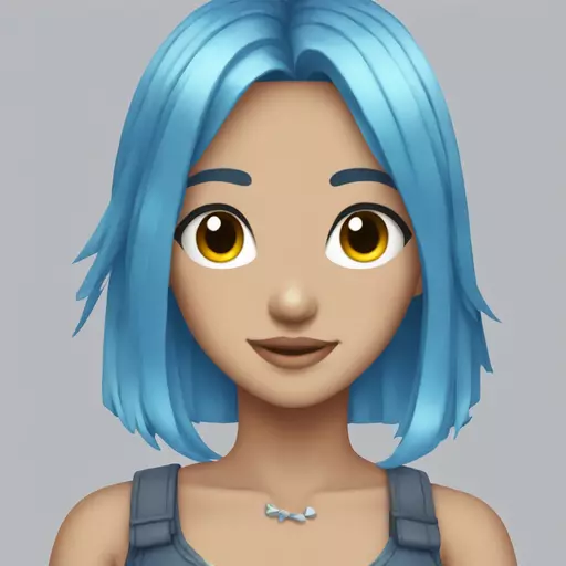 pixel somehow produce anime girl with blue hair emoji