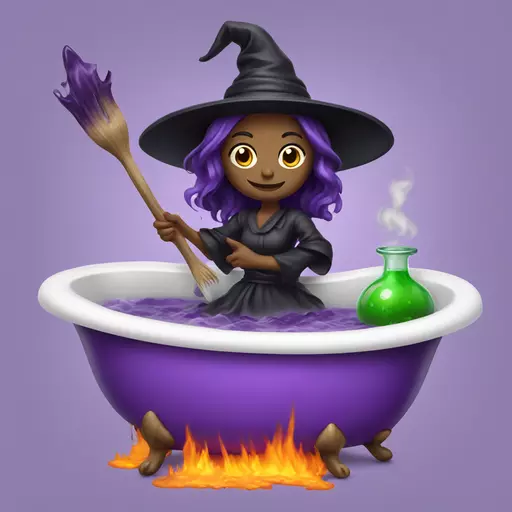 witch cooking purple potion bathtub detailed emoji