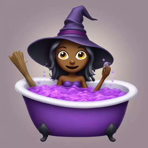 witch cooking purple potion bathtub detailed emoji