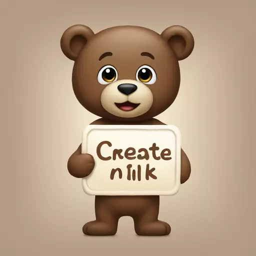 create a milk & mocha bear holding up a sign with snm emoji