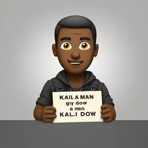make a guy sit down with a sign in his hand that says kali man emoji