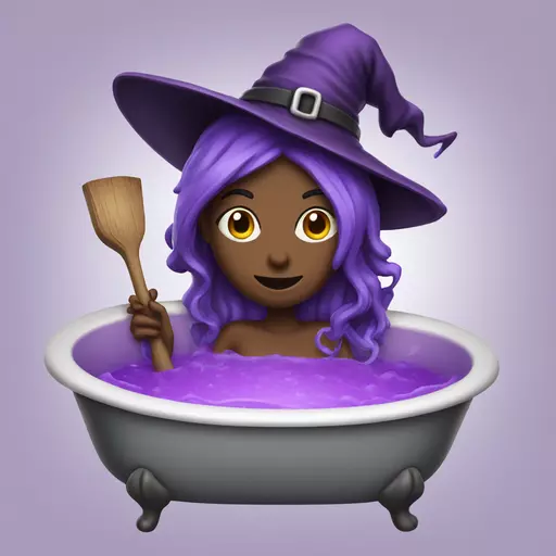 witch cooking purple potion bathtub detailed emoji