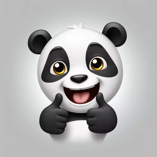 smiling panda face with two tooth doing a thumbs up with both arms emoji
