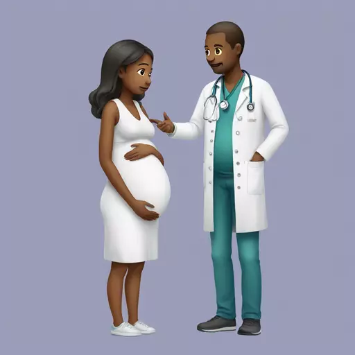 pregnant girl talking to doctor emoji