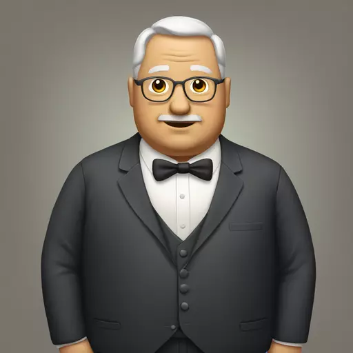 older man with short hair well dressed with fat belly emoji