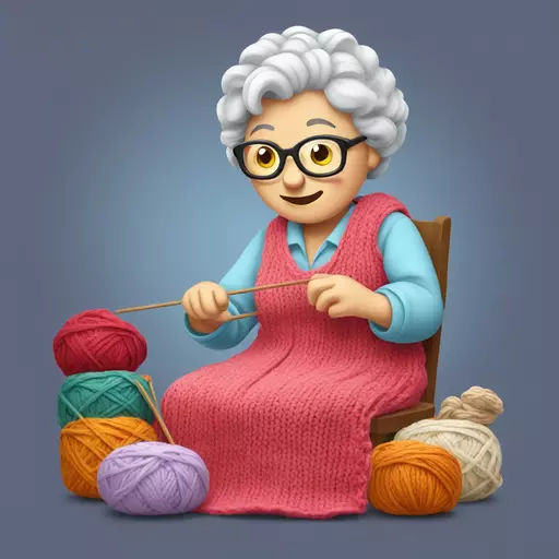 granny knitting emoji