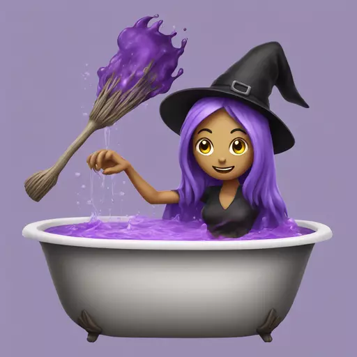 witch cooking purple potion bathtub detailed emoji