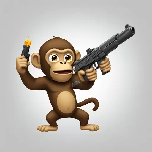 Monkey shooting an uzi emoji
