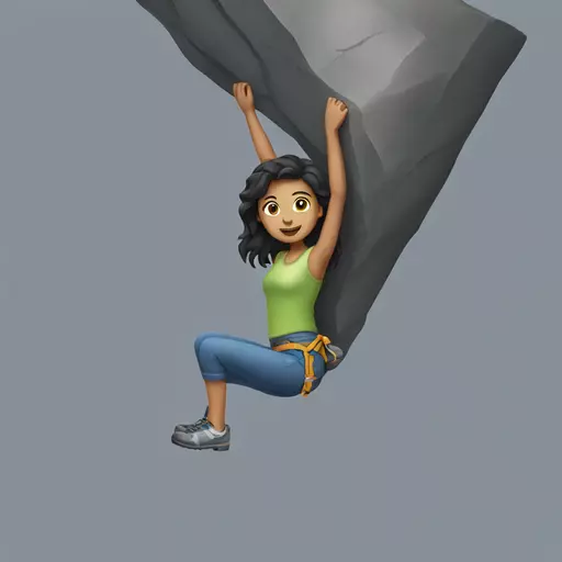 A dark-haired girl who does climbing emoji