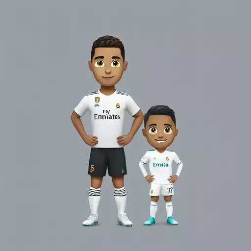 A boy stand with cristiano Ronaldo  emoji