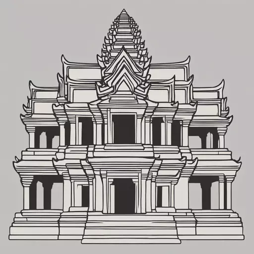 Angkor Wat temple icon, minimalist design, traditional Khmer architecture, clean line art, flat vector style, no background, transparent, refined and elegant. emoji