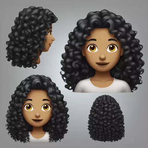 girl long black curly hair emoji