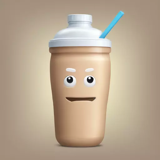 create a protein shake with a muscle drawn on the shake (not a face) emoji