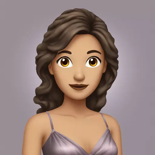 Brunette woman with brown eyes, long hair, in an evening gown emoji