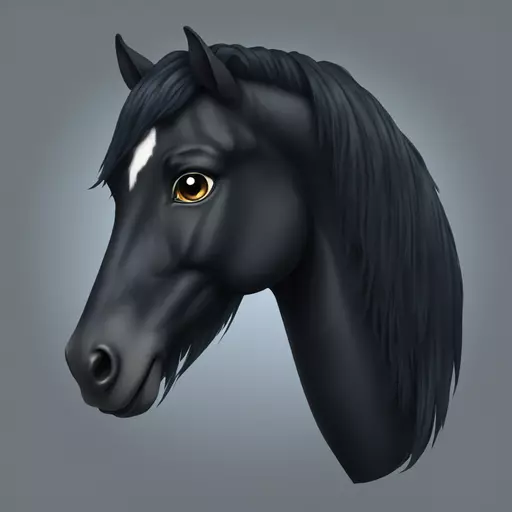 A black horse with a long mane emoji