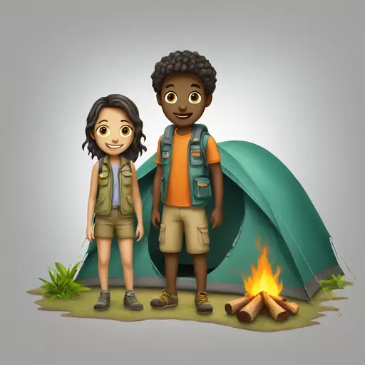 a boy and a girl and camping emoji