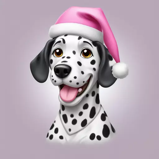 dalmation with pink christmas hat emoji