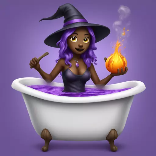 witch cooking purple potion bathtub detailed emoji