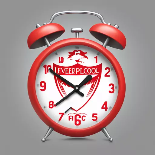 an alarm clock in the shape and color of the logo of the Liverpool FC football club emoji