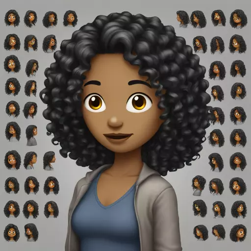 girl long black curly hair emoji