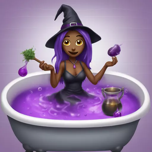 witch cooking purple potion bathtub detailed emoji