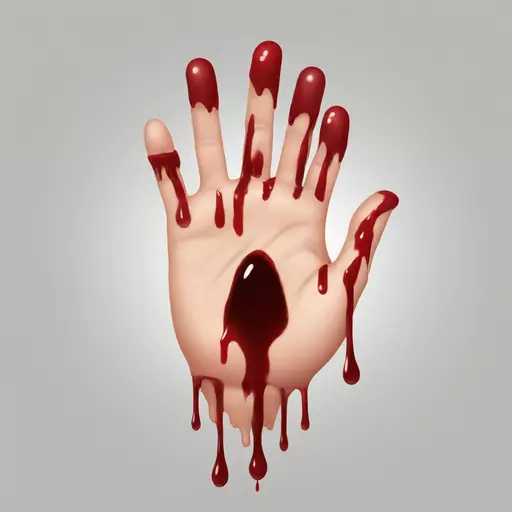 blood dripping from middle of a hand emoji