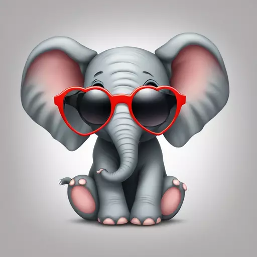 Baby elephant with cool sunglasses and heart emoji