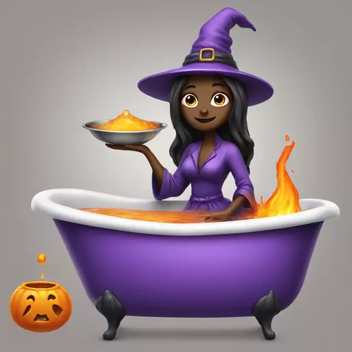 witch cooking purple potion bathtub detailed emoji